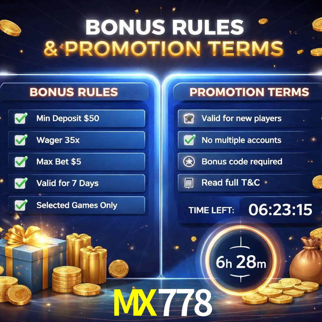 Reglas de promoción MX778 y condiciones de bonos explicadas visualmente