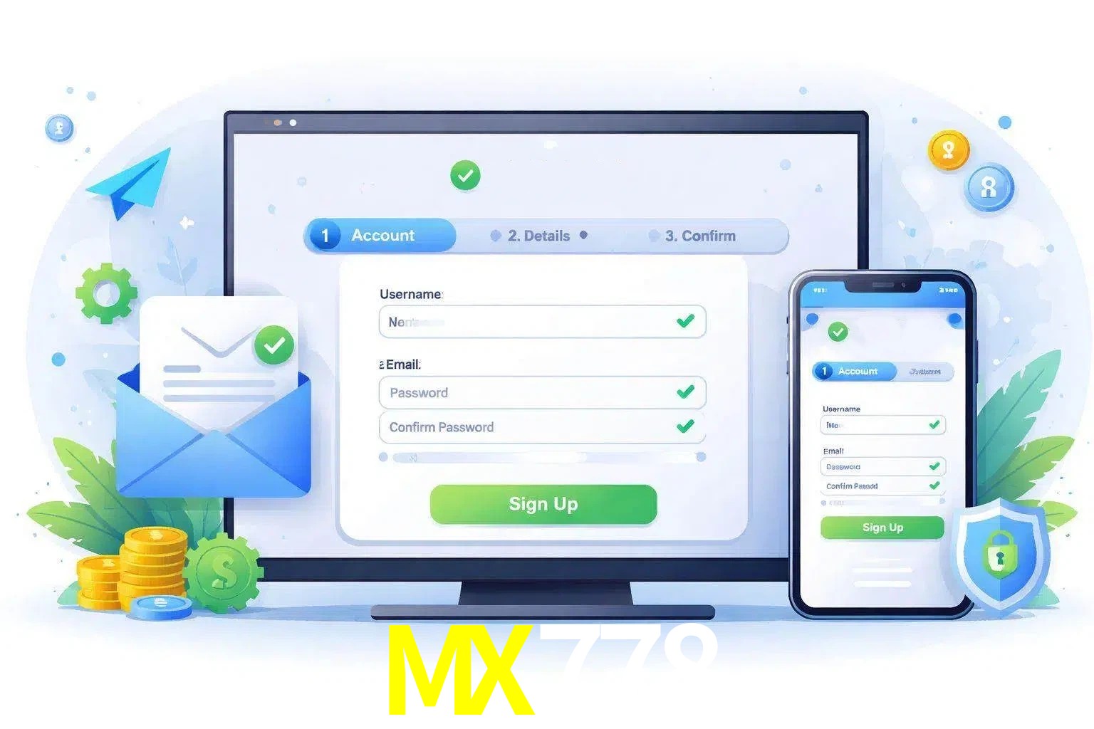 Registro de nuevo usuario y configuración de cuenta MX778